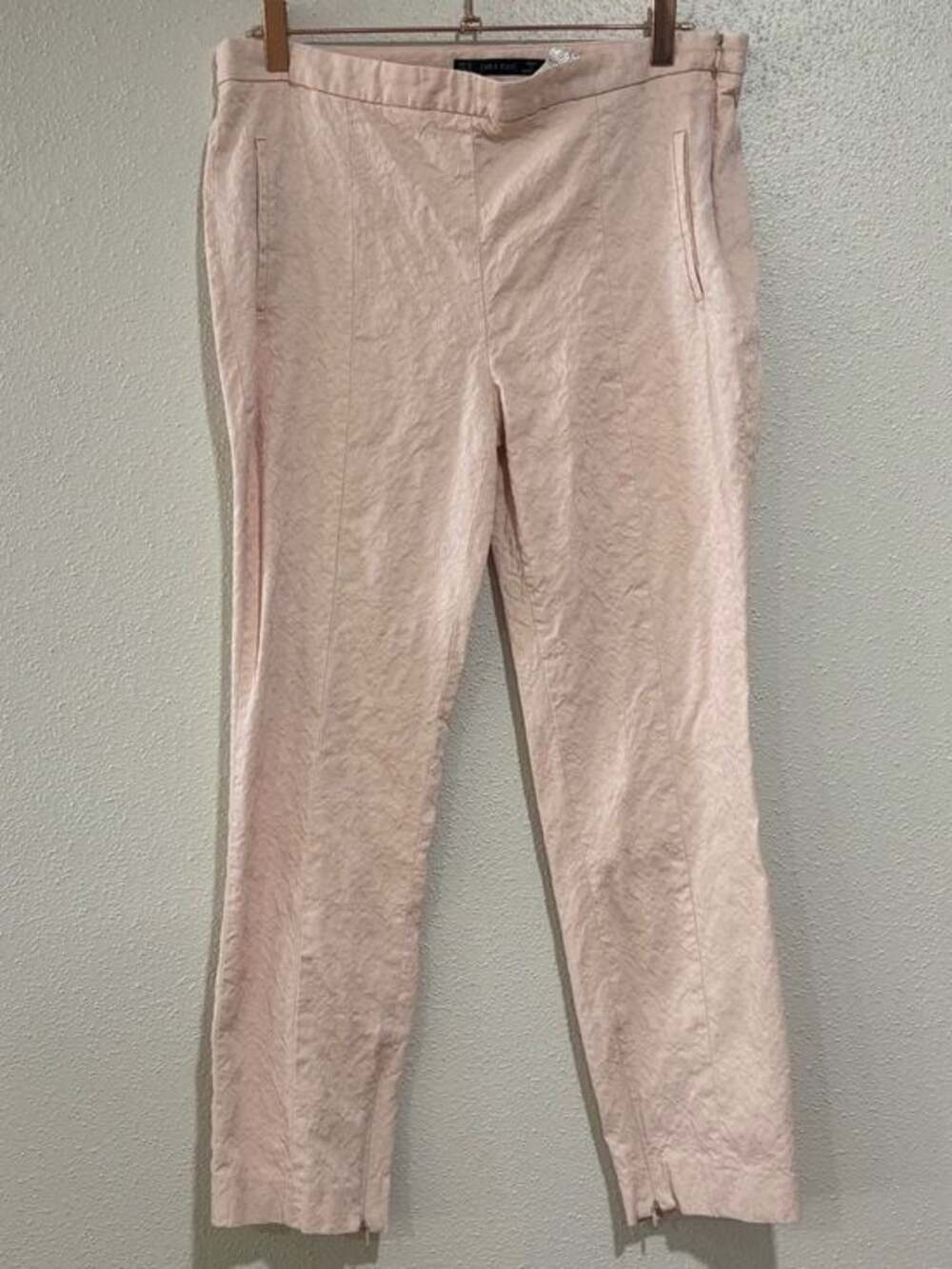 Zara Basic Blush Pink Textured Ankle Pants XL